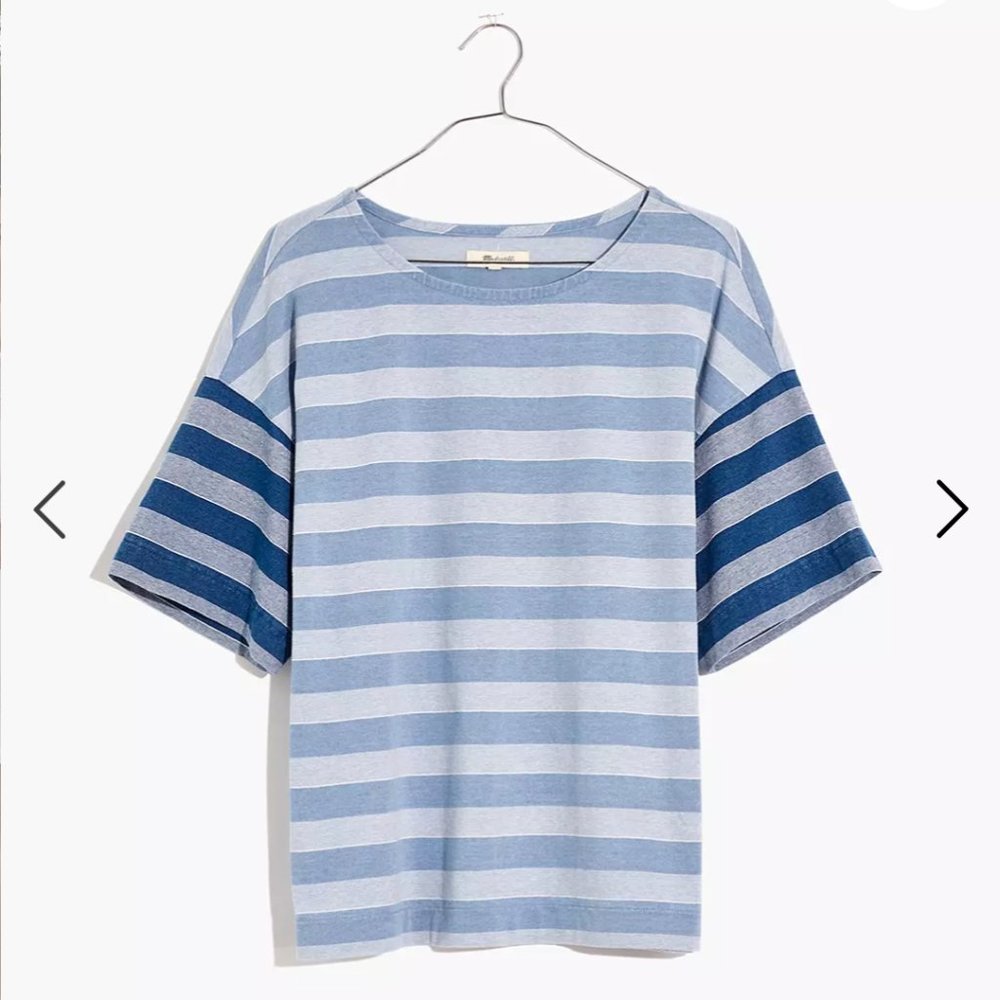 Madewell Indigo Stripe-Block Tee Size Small